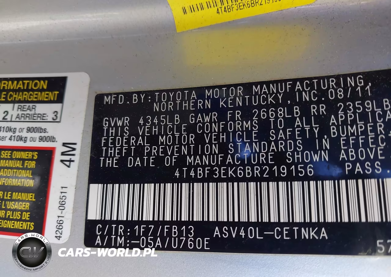 2011 Toyota Camry Le VIN:4T4BF3EK6BR219156 - 9