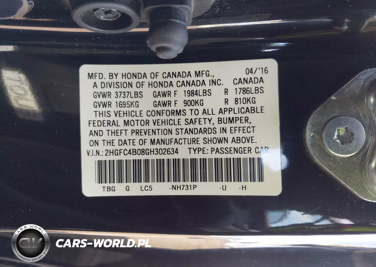 2016 Honda Civic Lx-P VIN:2HGFC4B08GH302634 - 9