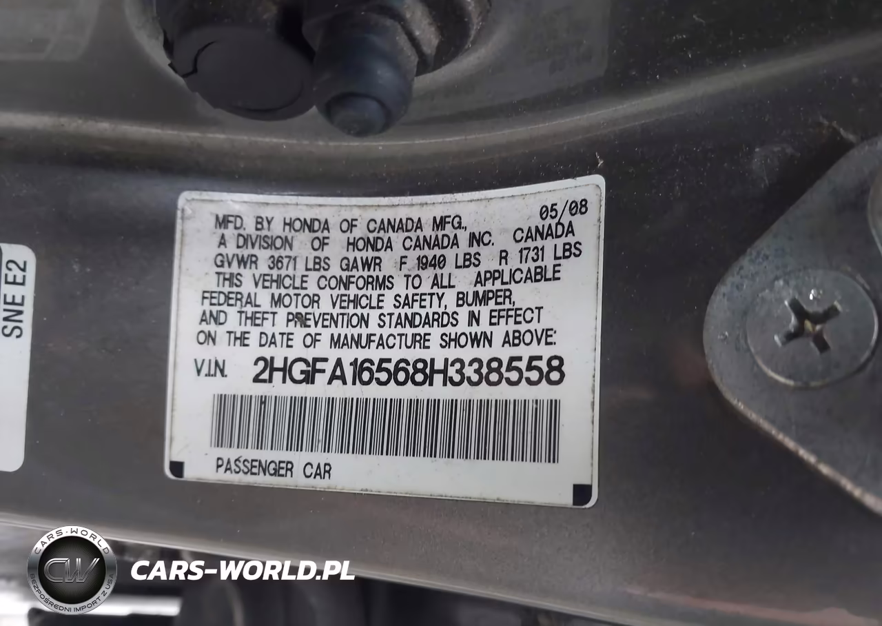 2008 Honda Civic Lx VIN:2HGFA16568H338558 - 9