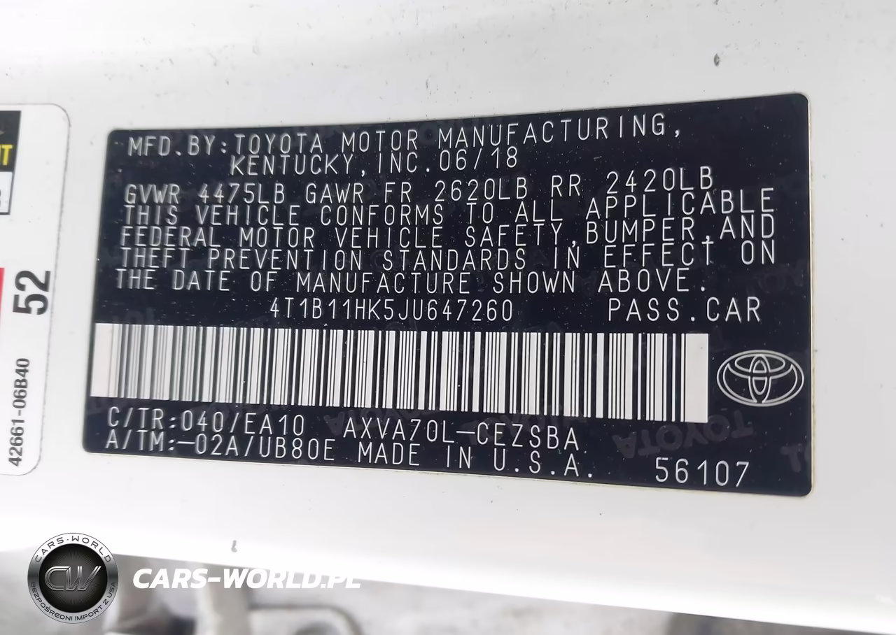 2018 Toyota Camry Se VIN:4T1B11HK5JU647260 - 9