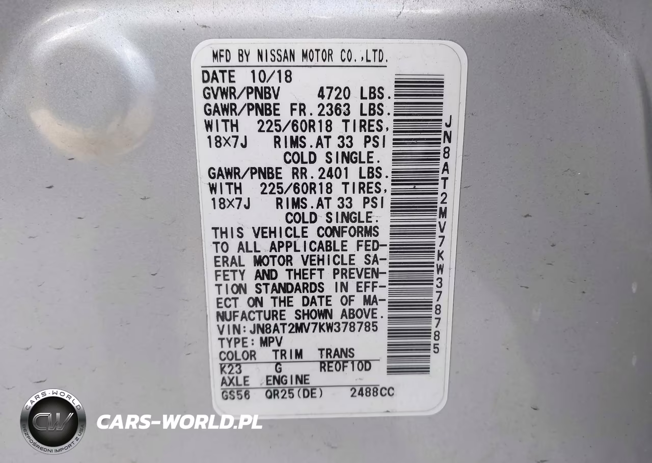 2019 Nissan Rogue Sv VIN:JN8AT2MV7KW378785 - 9