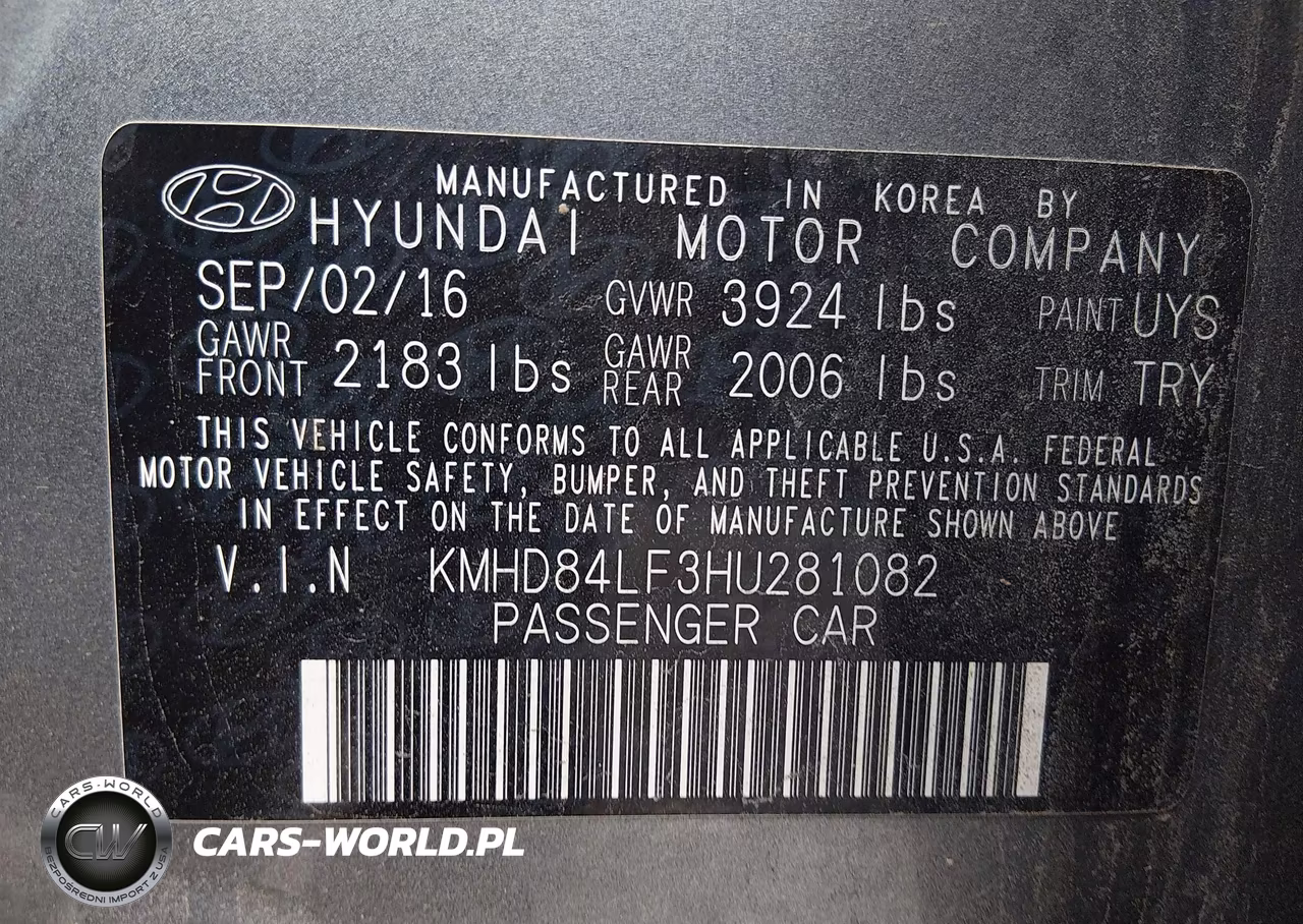 2017 Hyundai Elantra Limited VIN:KMHD84LF3HU281082 - 9