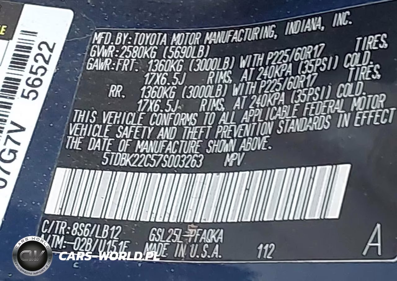 2007 Toyota Sienna Xle VIN:5TDBK22C57S003263 - 9