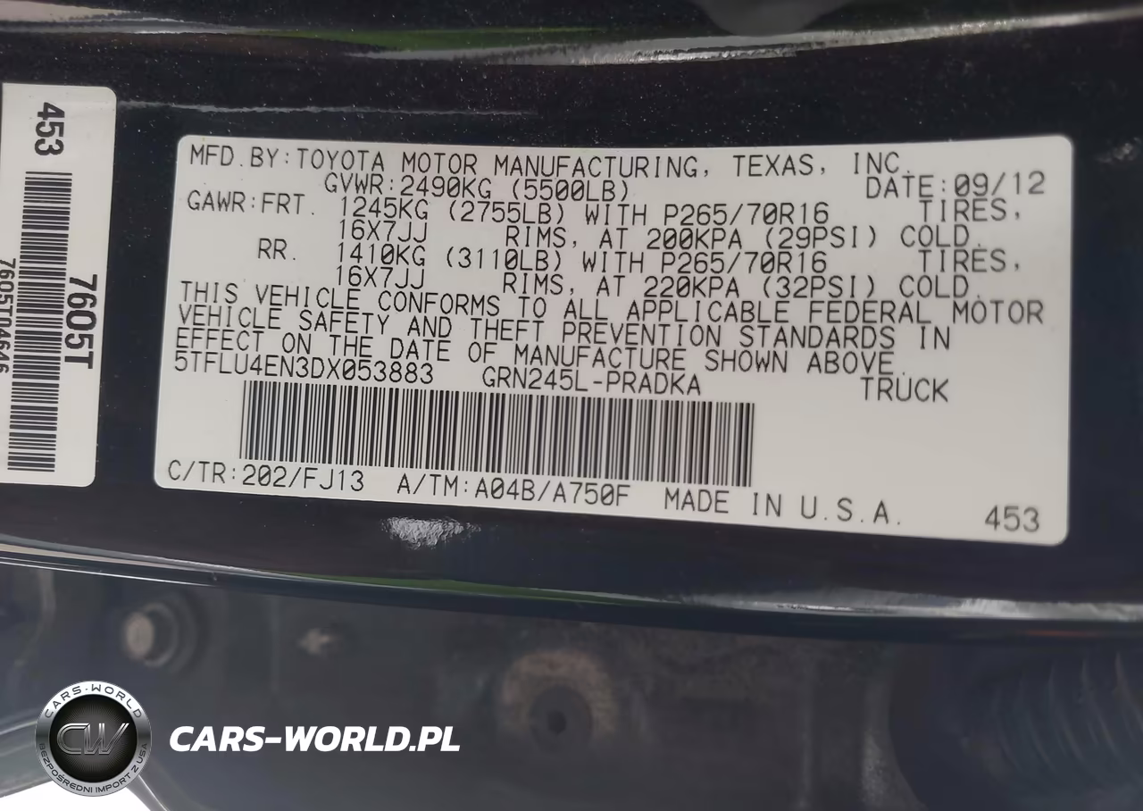 2013 Toyota Tacoma Base V6 VIN:5TFLU4EN3DX053883 - 9