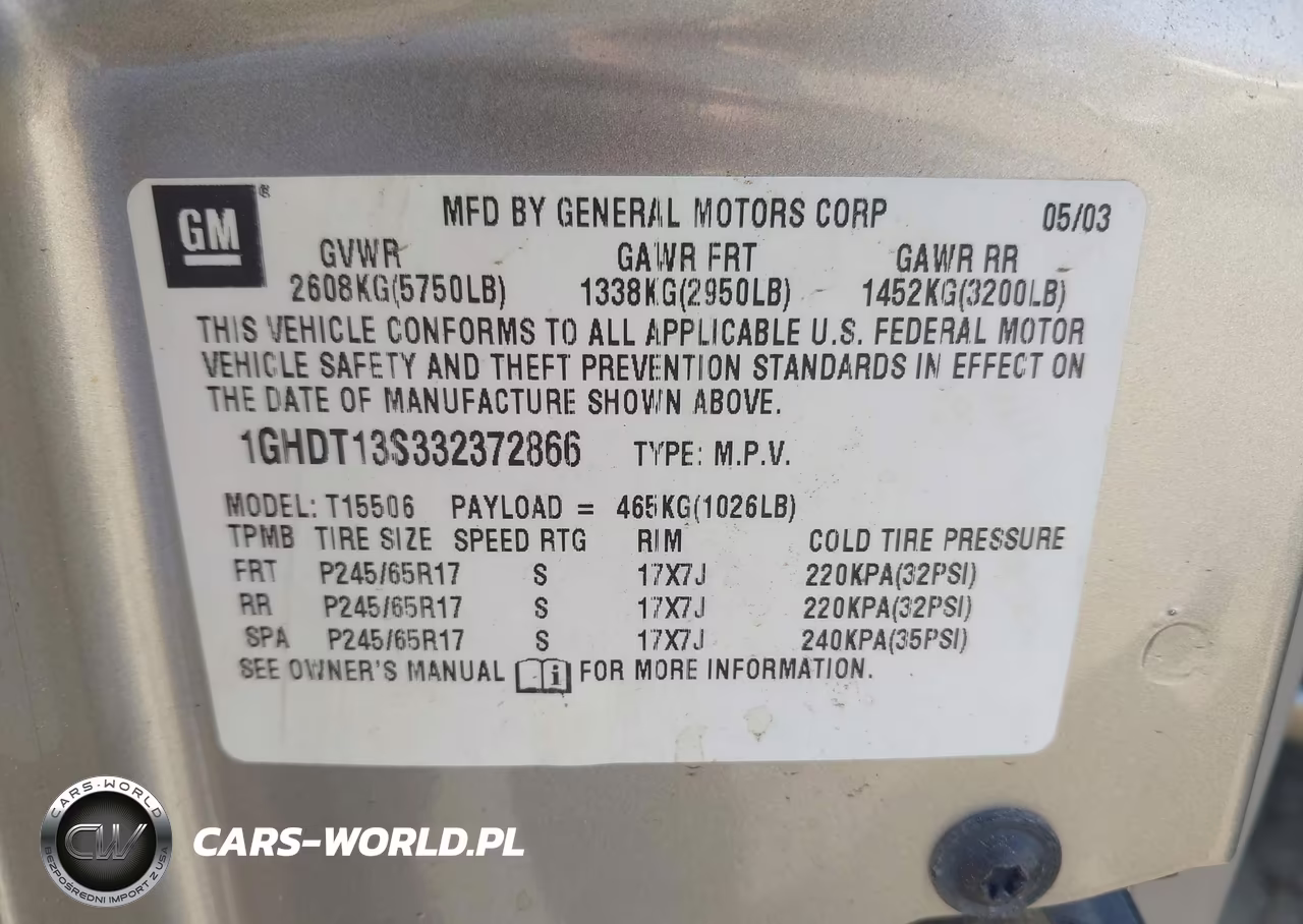 2003 Oldsmobile Bravada VIN:1GHDT13S332372866 - 9