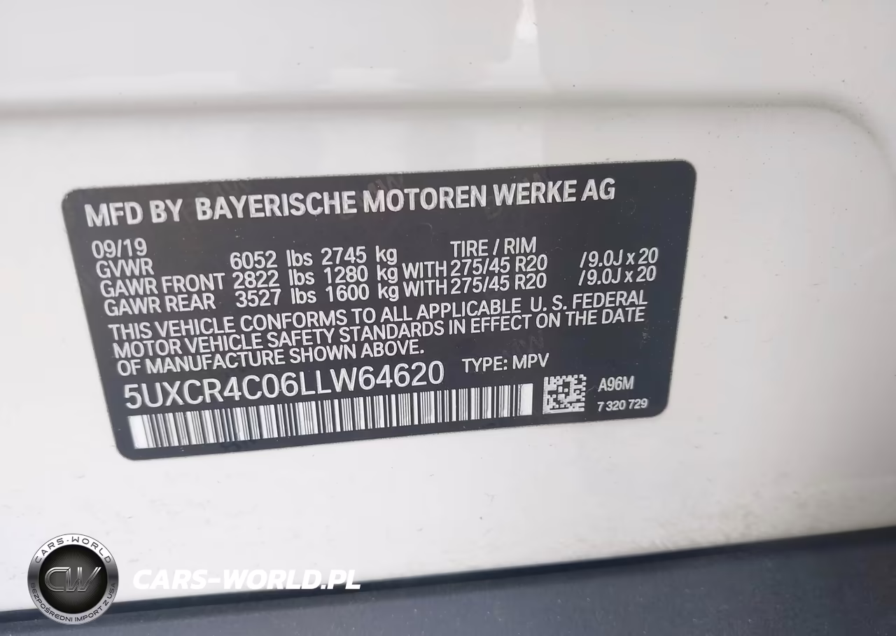 2020 BMW X5 Sdrive40I VIN:5UXCR4C06LLW64620 - 9