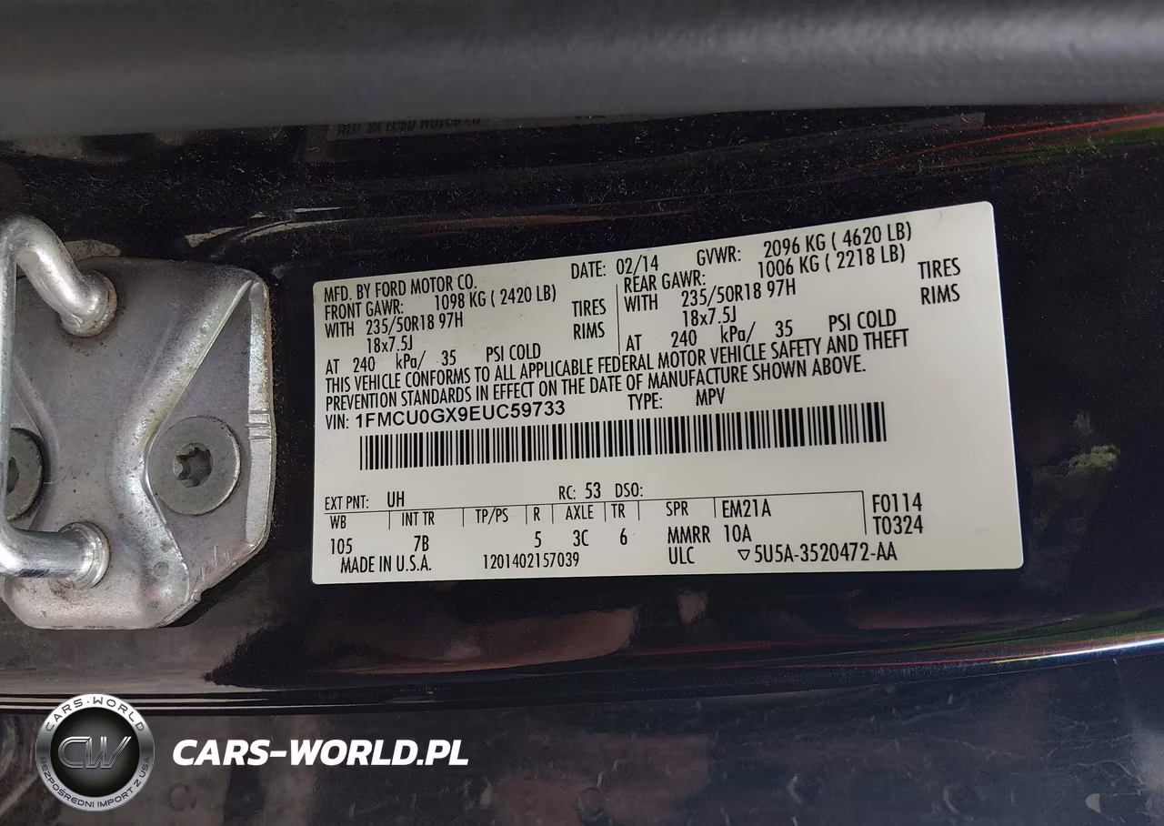 2014 Ford Escape Se VIN:1FMCU0GX9EUC59733 - 9