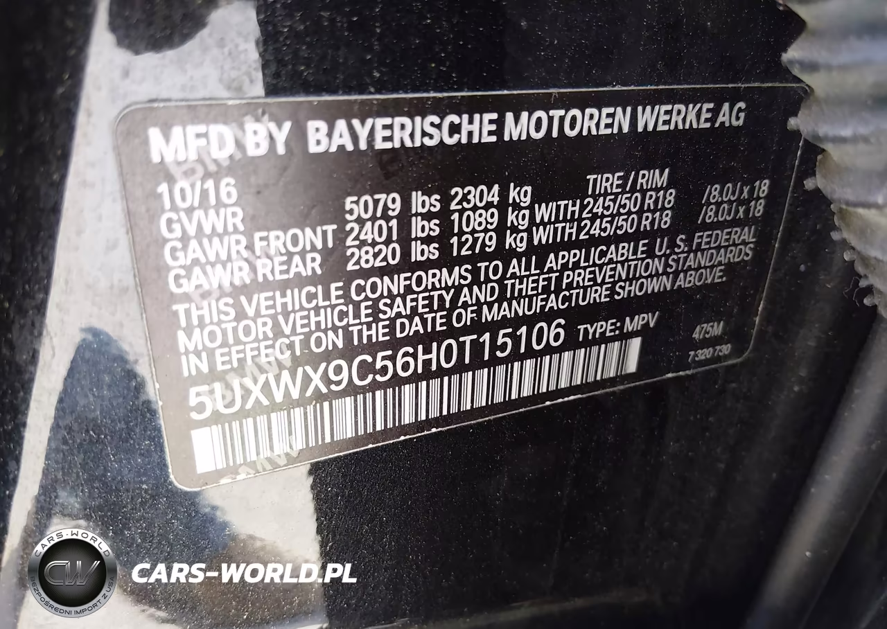 2017 BMW X3 xDrive28I VIN:5UXWX9C56H0T15106 - 9