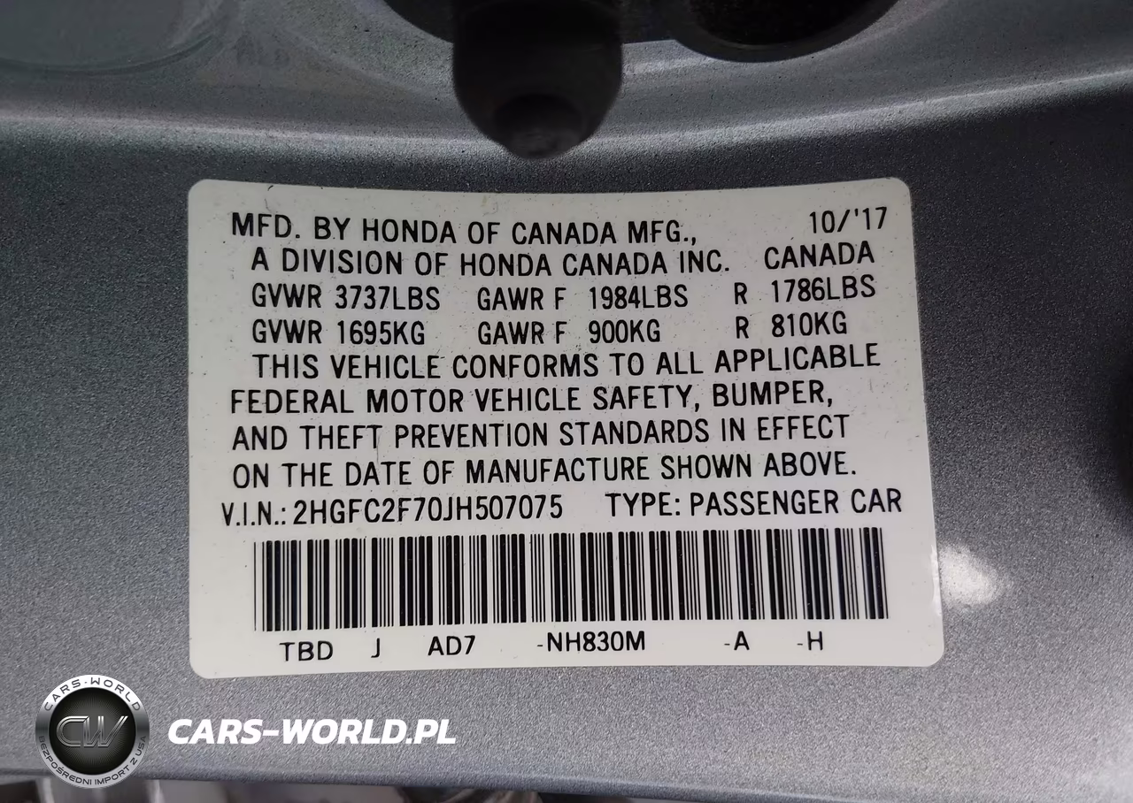 2018 Honda Civic Ex VIN:2HGFC2F70JH507075 - 9
