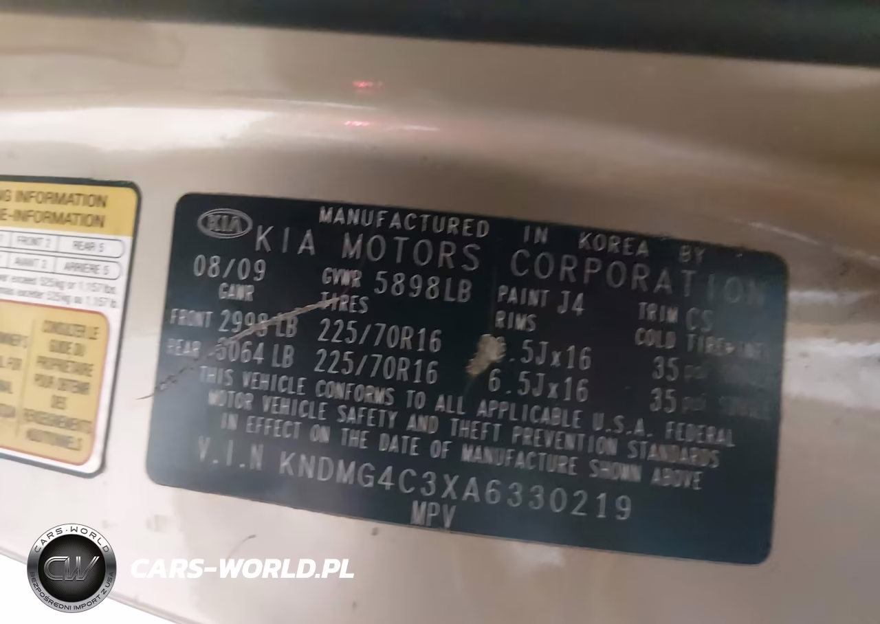 2010 Kia Sedona Lx VIN:KNDMG4C3XA6330219 - 9