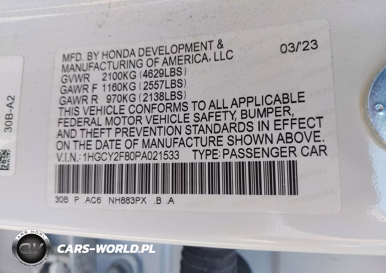 2023 Honda Accord Hybrid Touring VIN:1HGCY2F80PA021533 - 9