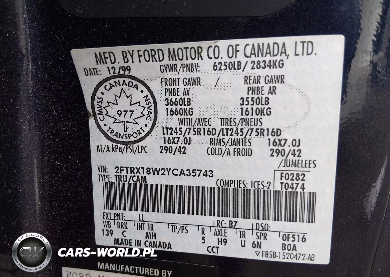 2000 Ford F-150 Lariat-Work Series-Xl-Xlt VIN:2FTRX18W2YCA35743 - 9
