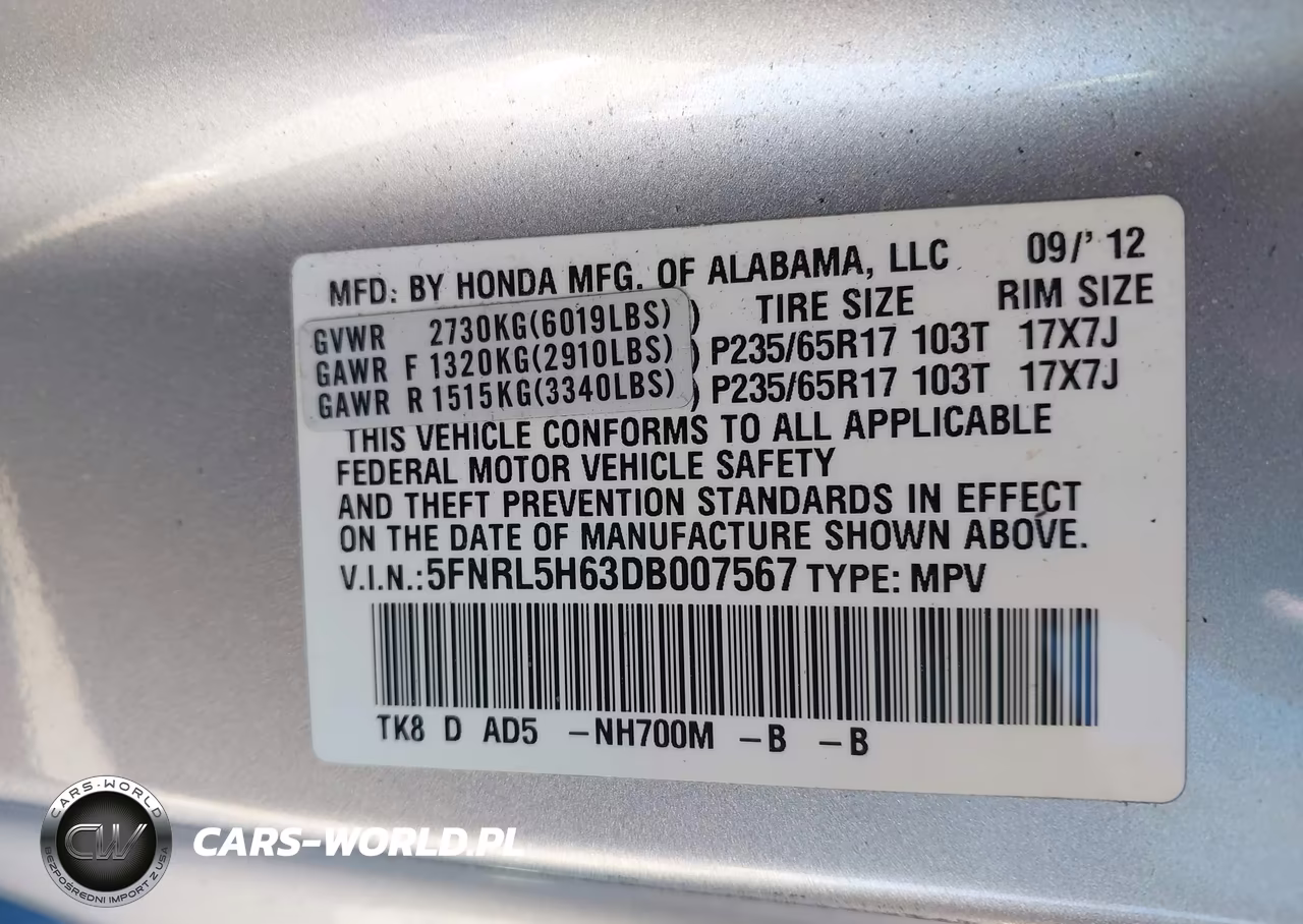 2013 Honda Odyssey Ex-L VIN:5FNRL5H63DB007567 - 9