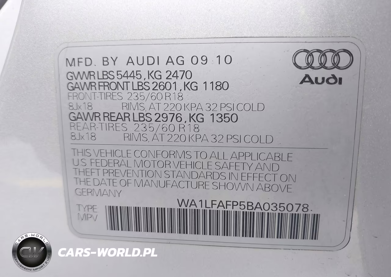 2011 Audi Q5 2.0T Premium VIN:WA1LFAFP5BA035078 - 9