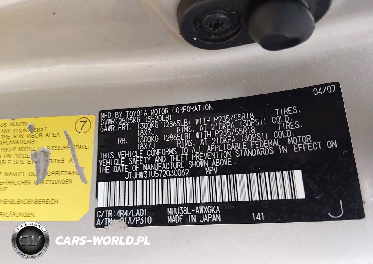 2007 Lexus Rx 400H VIN:JTJHW31U572030062 - 9