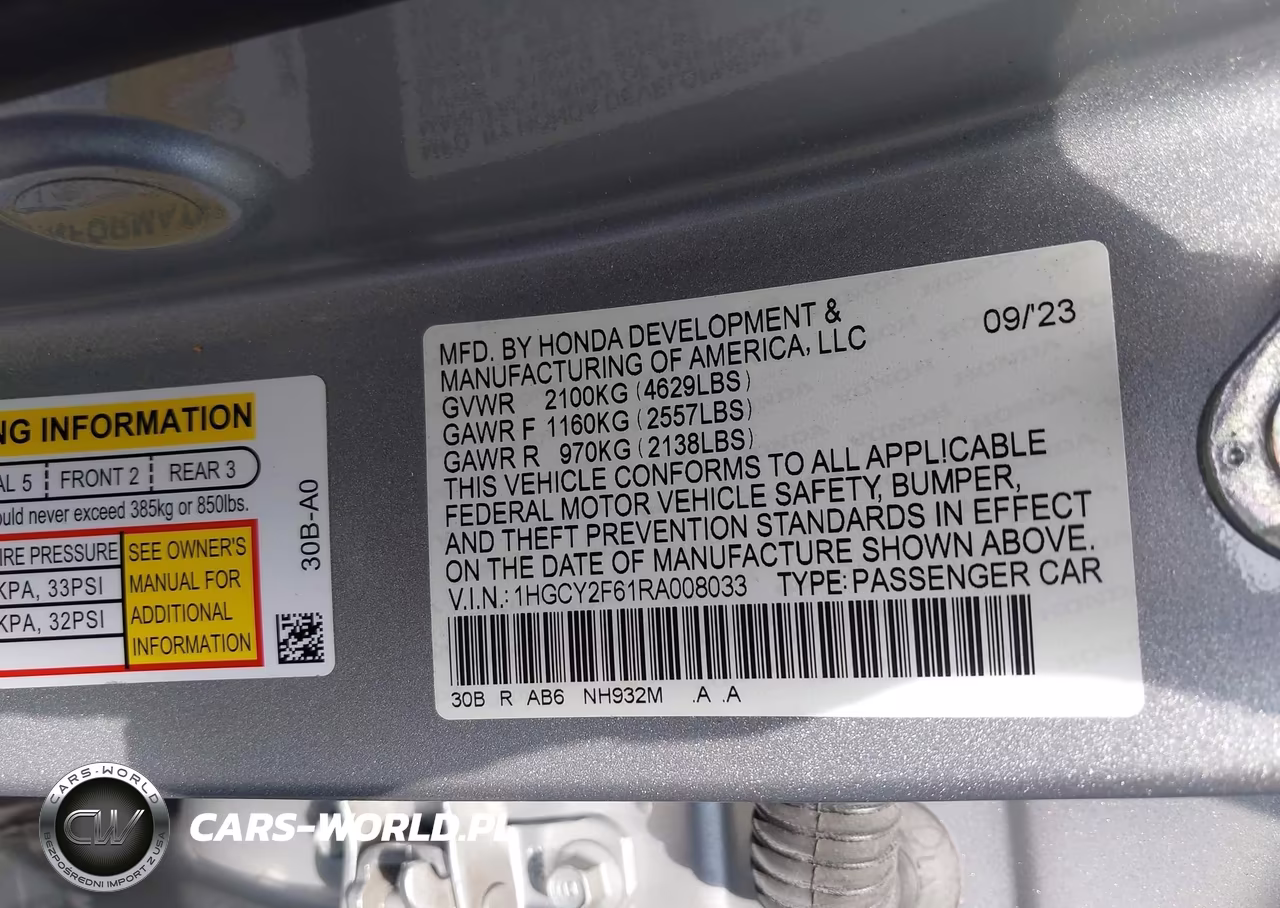 2024 Honda Accord Hybrid Ex-L VIN:1HGCY2F61RA008033 - 9
