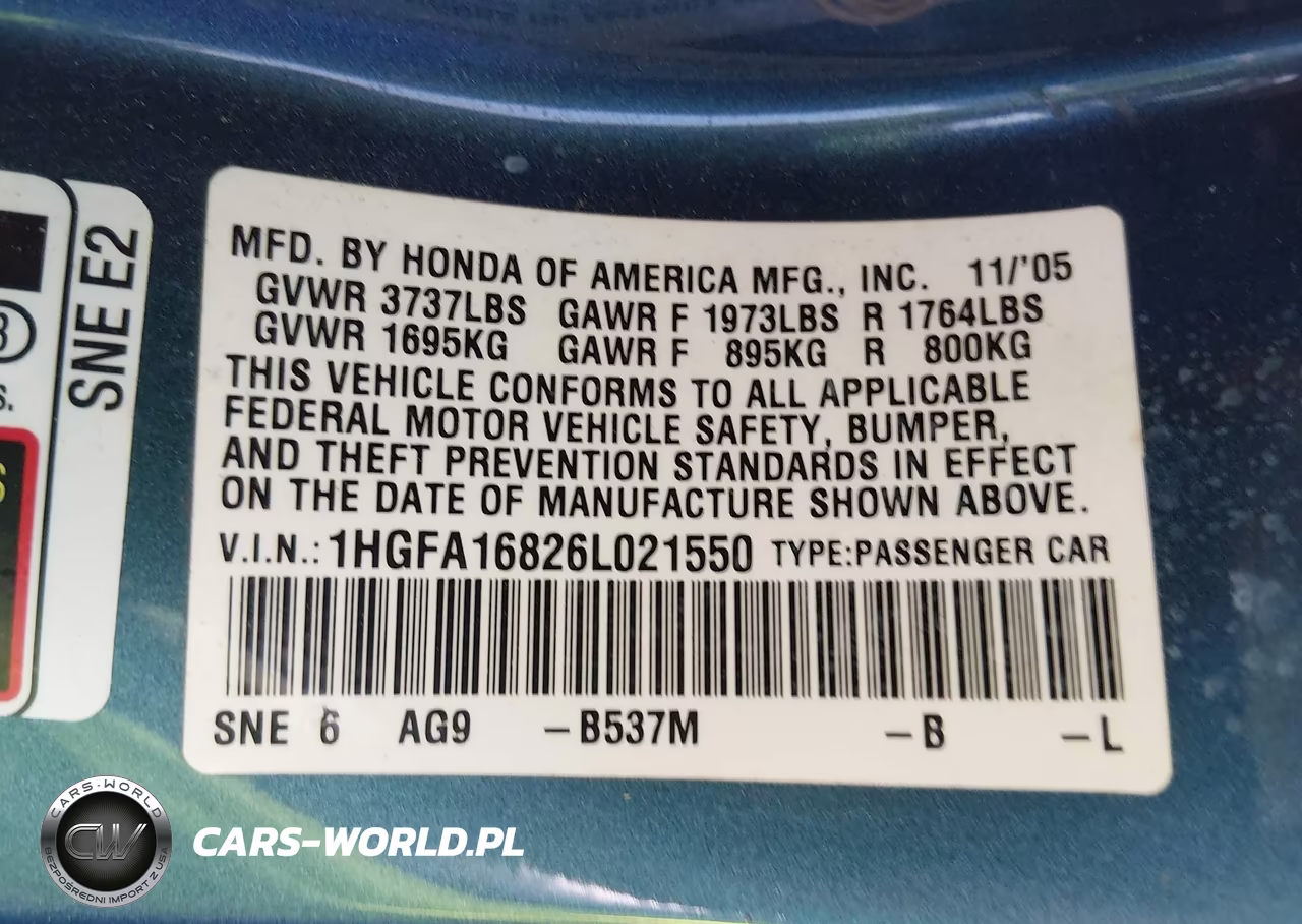 2006 Honda Civic Ex VIN:1HGFA16826L021550 - 9