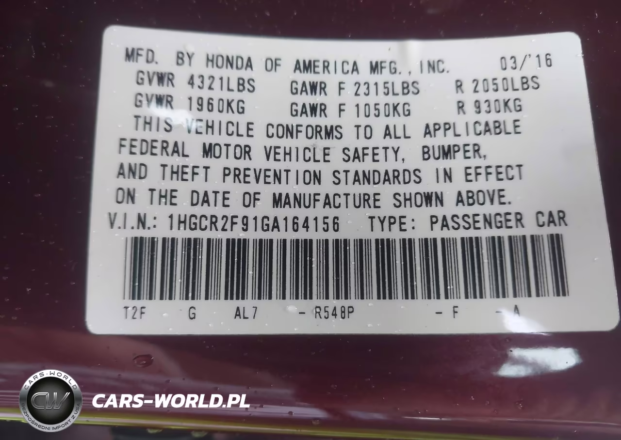 2016 Honda Accord Ex-L VIN:1HGCR2F91GA164156 - 9