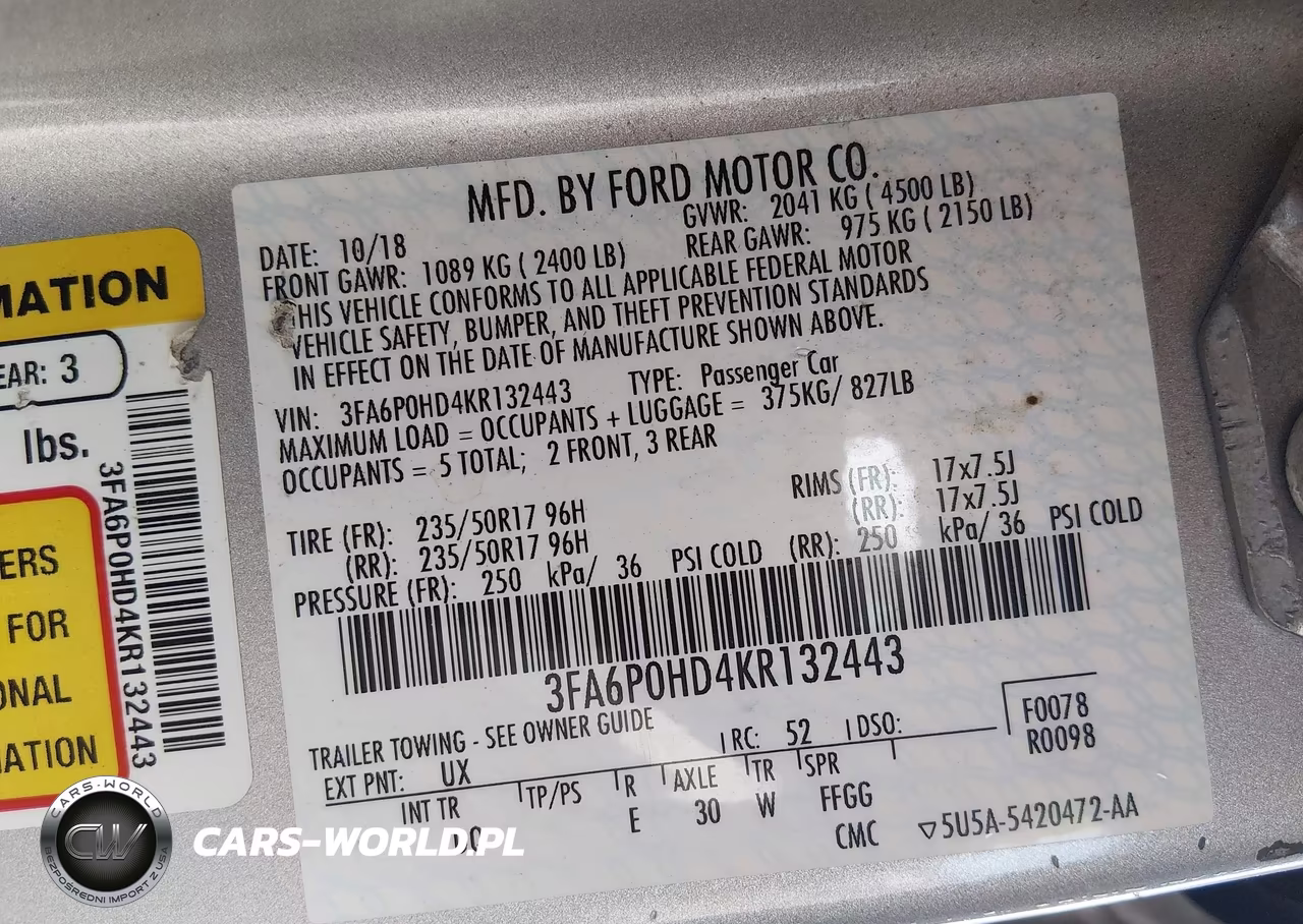 2019 Ford Fusion Se VIN:3FA6P0HD4KR132443 - 9