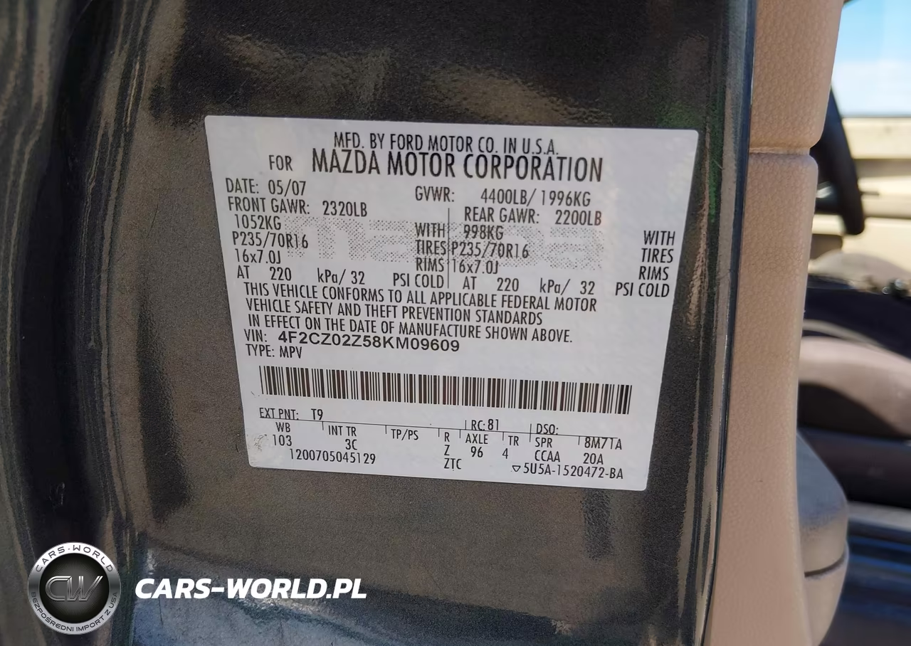 2008 Mazda Tribute I Sport VIN:4F2CZ02Z58KM09609 - 9