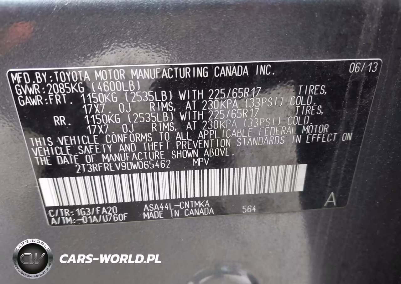 2013 Toyota Rav4 Xle VIN:2T3RFREV9DW065462 - 9