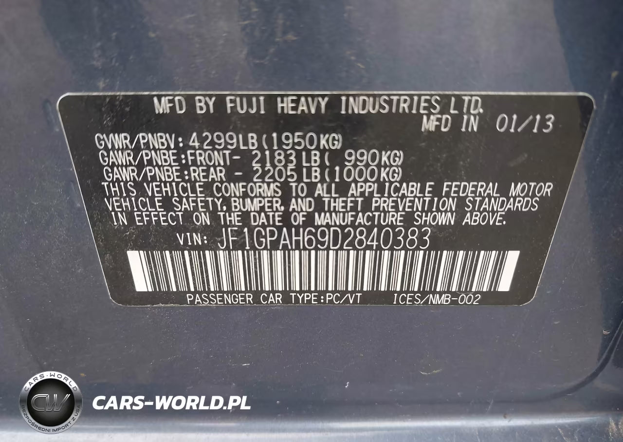 2013 Subaru Impreza 2.0I Limited VIN:JF1GPAH69D2840383 - 9