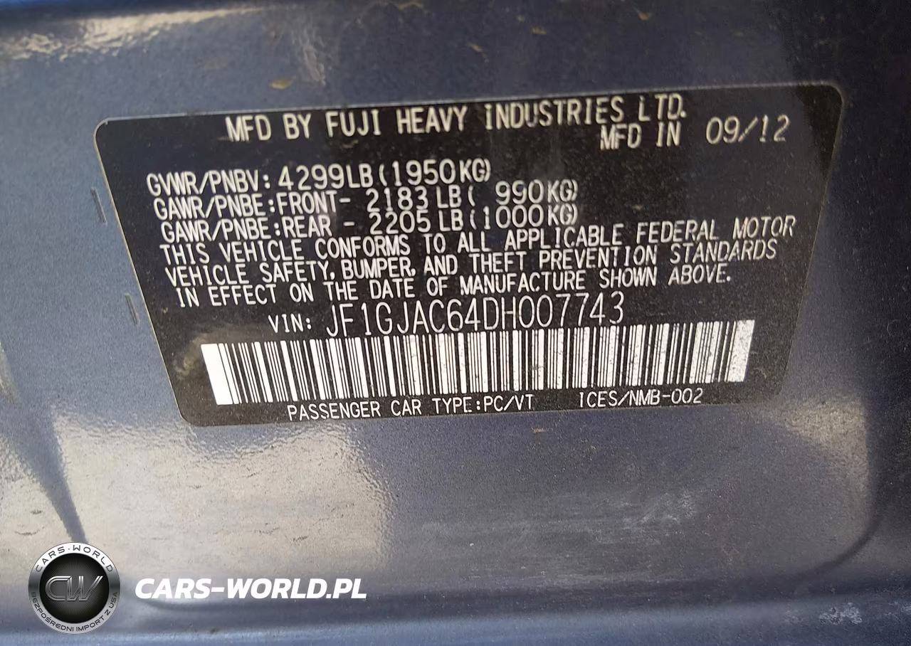 2013 Subaru Impreza 2.0I Premium VIN:JF1GJAC64DH007743 - 9