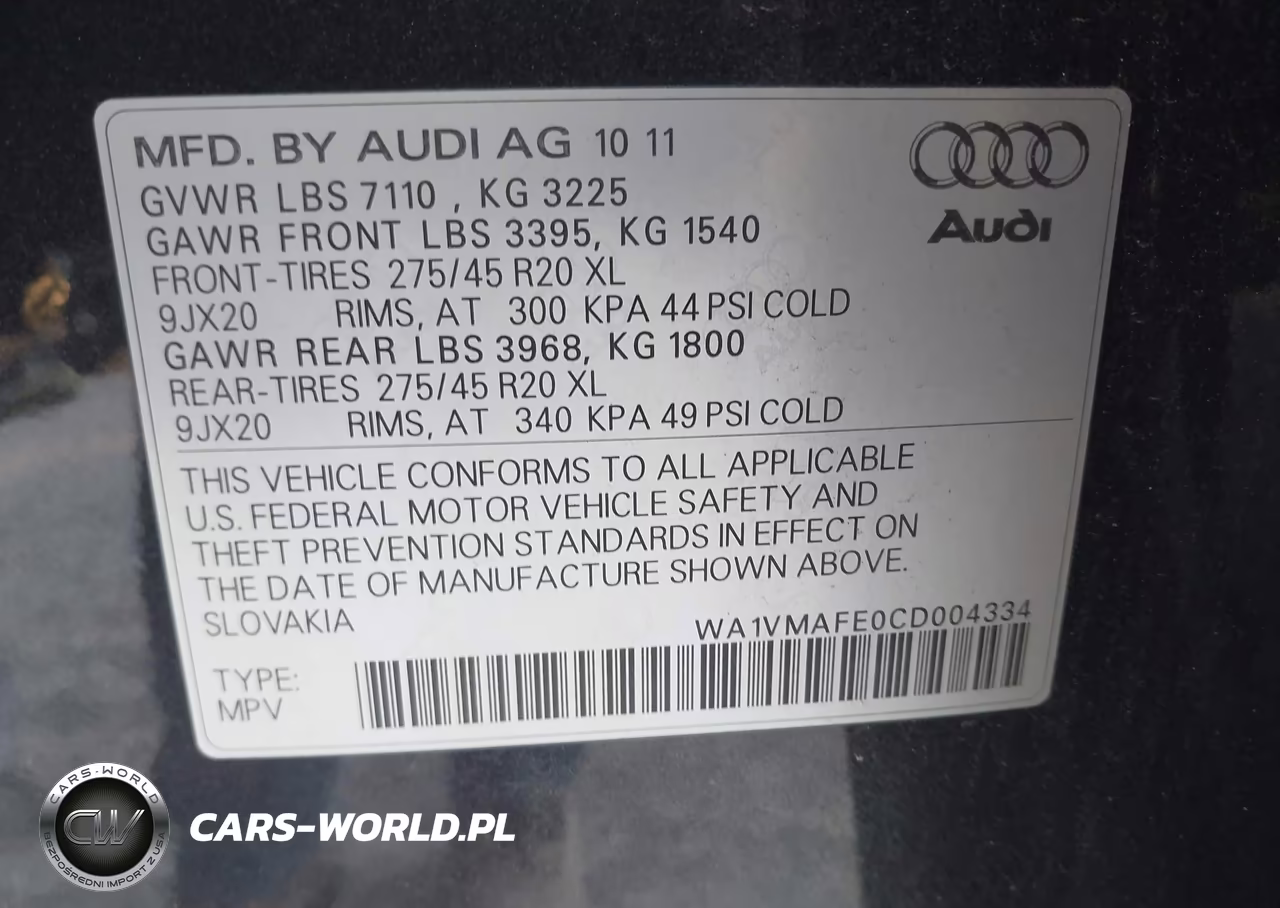 2012 Audi Q7 3.0 Tdi Premium VIN:WA1VMAFE0CD004334 - 9