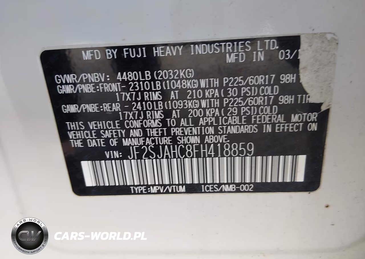 2015 Subaru Forester 2.5I Limited VIN:JF2SJAHC8FH418859 - 9