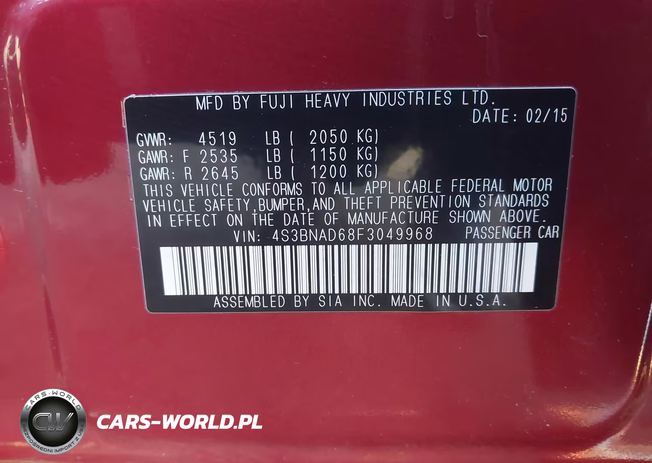 2015 Subaru Legacy 2.5I Premium VIN:4S3BNAD68F3049968 - 9