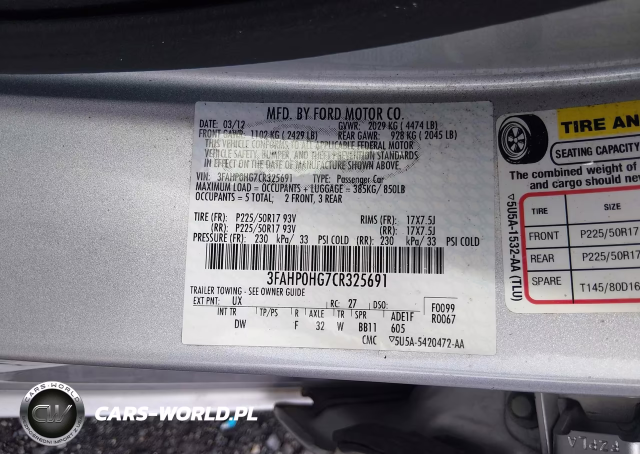 2012 Ford Fusion Se VIN:3FAHP0HG7CR325691 - 9