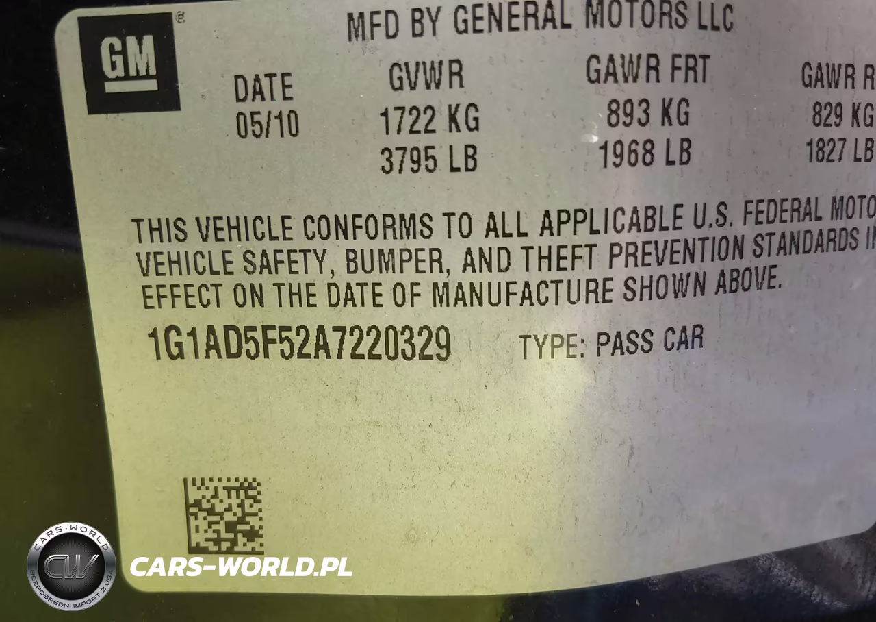 2010 Chevrolet Cobalt Lt VIN:1G1AD5F52A7220329 - 9