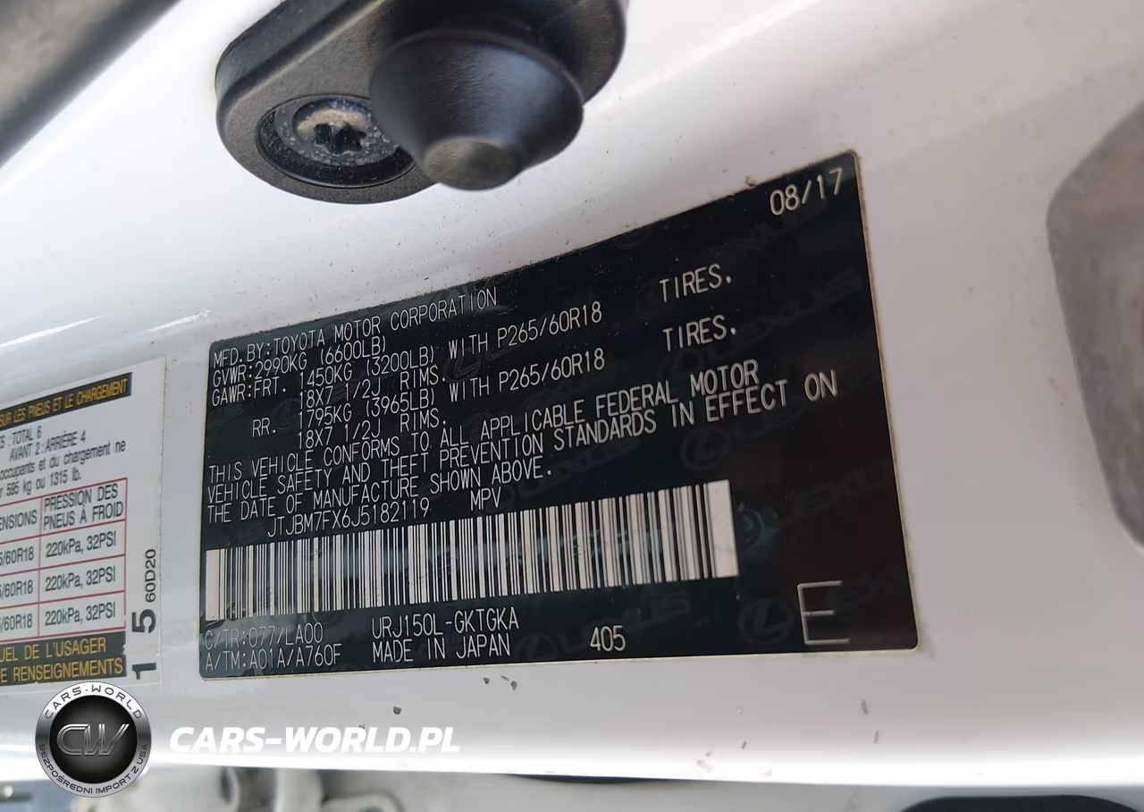 2018 Lexus Gx 460 VIN:JTJBM7FX6J5182119 - 9