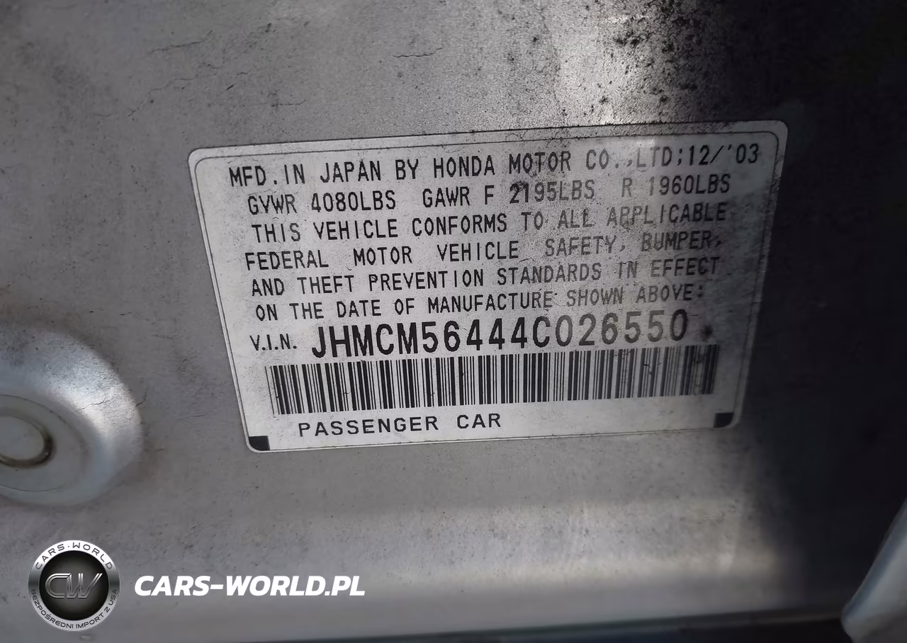 2004 Honda Accord 2.4 Lx VIN:JHMCM56444C026550 - 9