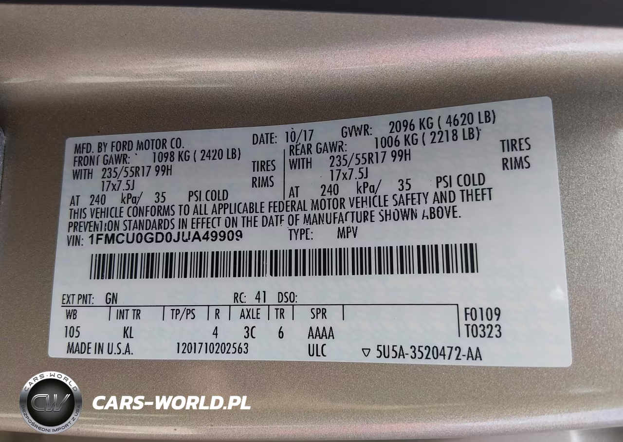 2018 Ford Escape Se VIN:1FMCU0GD0JUA49909 - 9