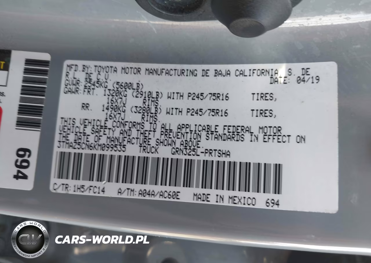 2019 Toyota Tacoma Sr5 V6 VIN:3TMAZ5CN6KM099535 - 9