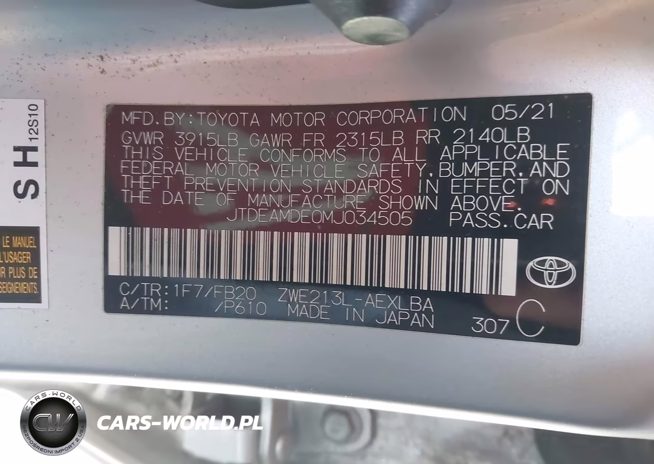 2021 Toyota Corolla Le VIN:JTDEAMDE0MJ034505 - 9