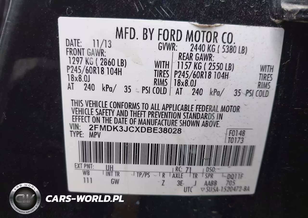 2013 Ford Edge Sel VIN:2FMDK3JCXDBE38028 - 9