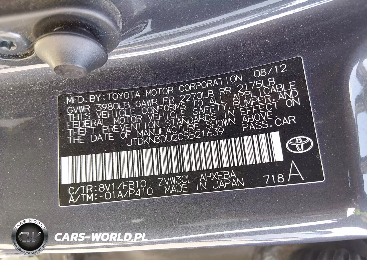 2012 Toyota Prius Two VIN:JTDKN3DU2C5521639 - 9
