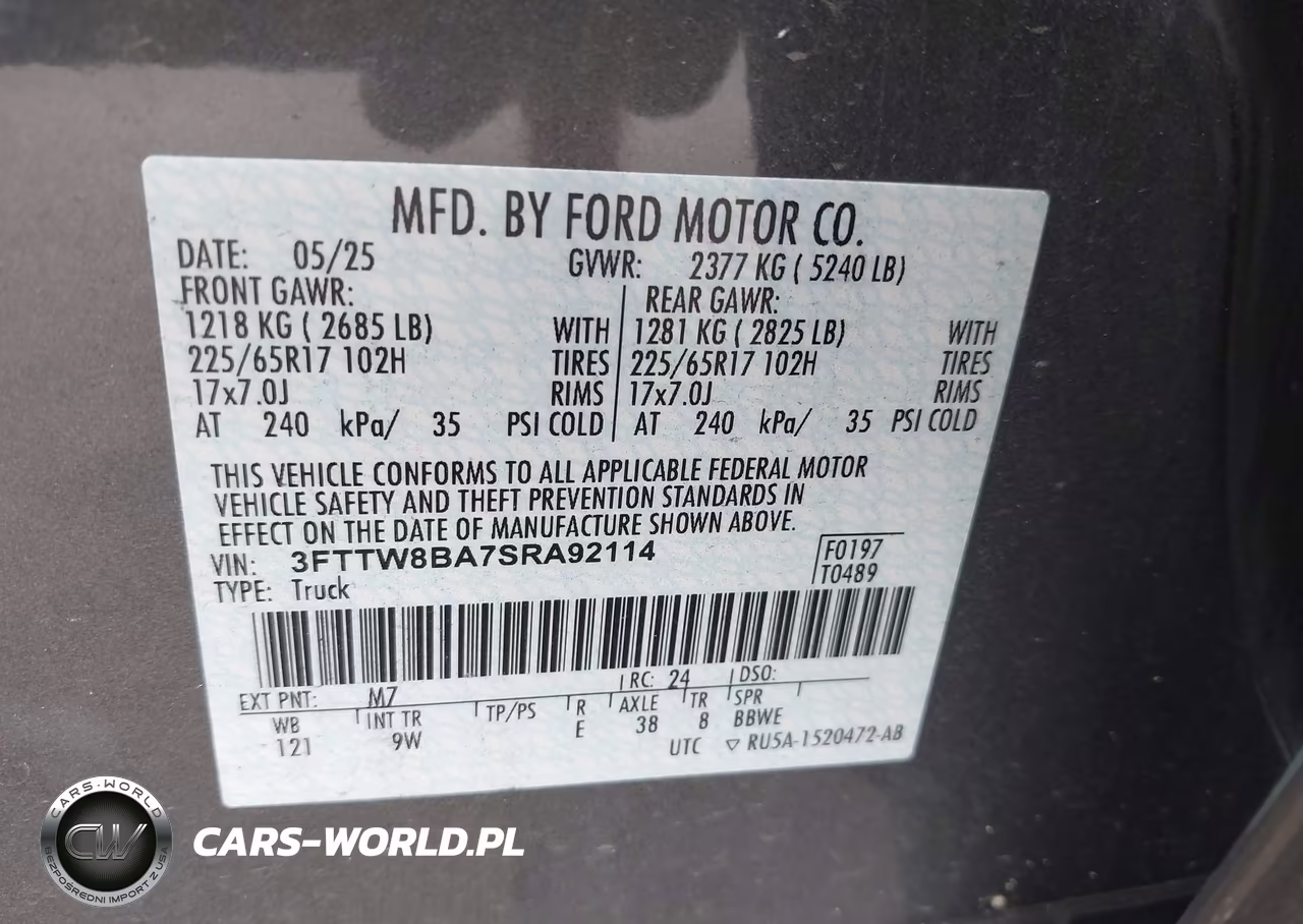 2025 Ford Maverick Xl VIN:3FTTW8BA7SRA92114 - 9