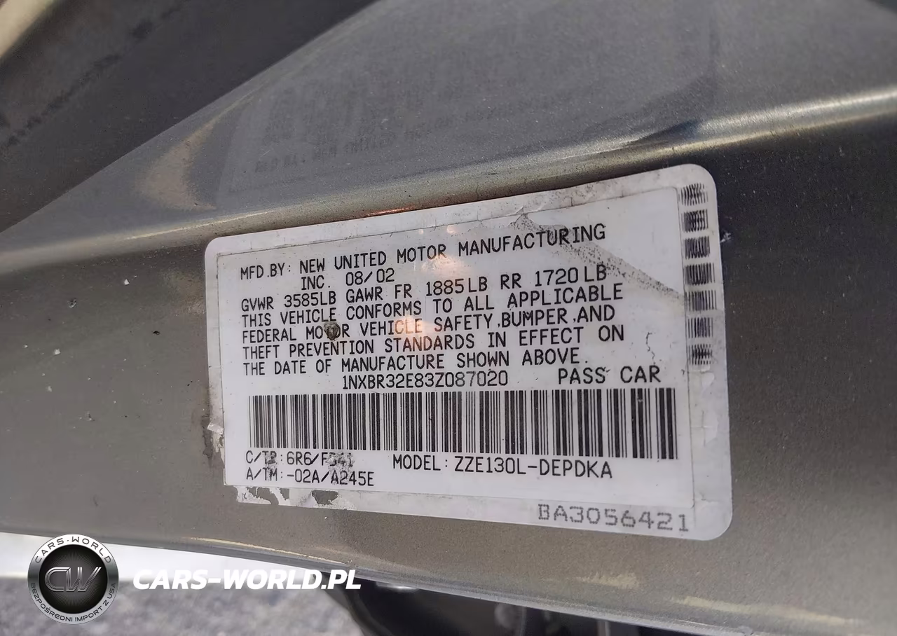 2003 Toyota Corolla Ce VIN:1NXBR32E83Z087020 - 9