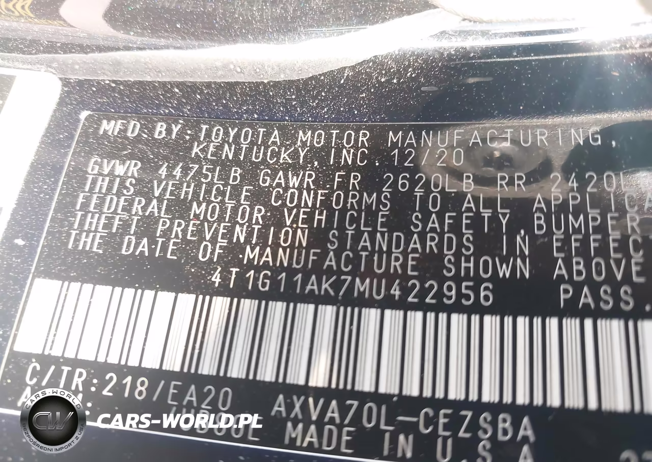 2021 Toyota Camry Se VIN:4T1G11AK7MU422956 - 8