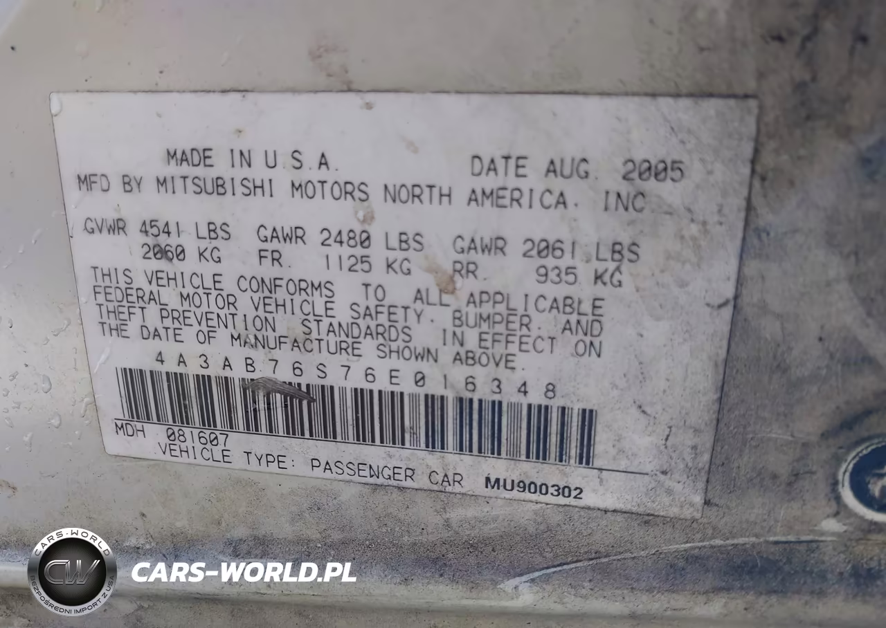 2006 Mitsubishi Galant Gts VIN:4A3AB76S76E016348 - 9
