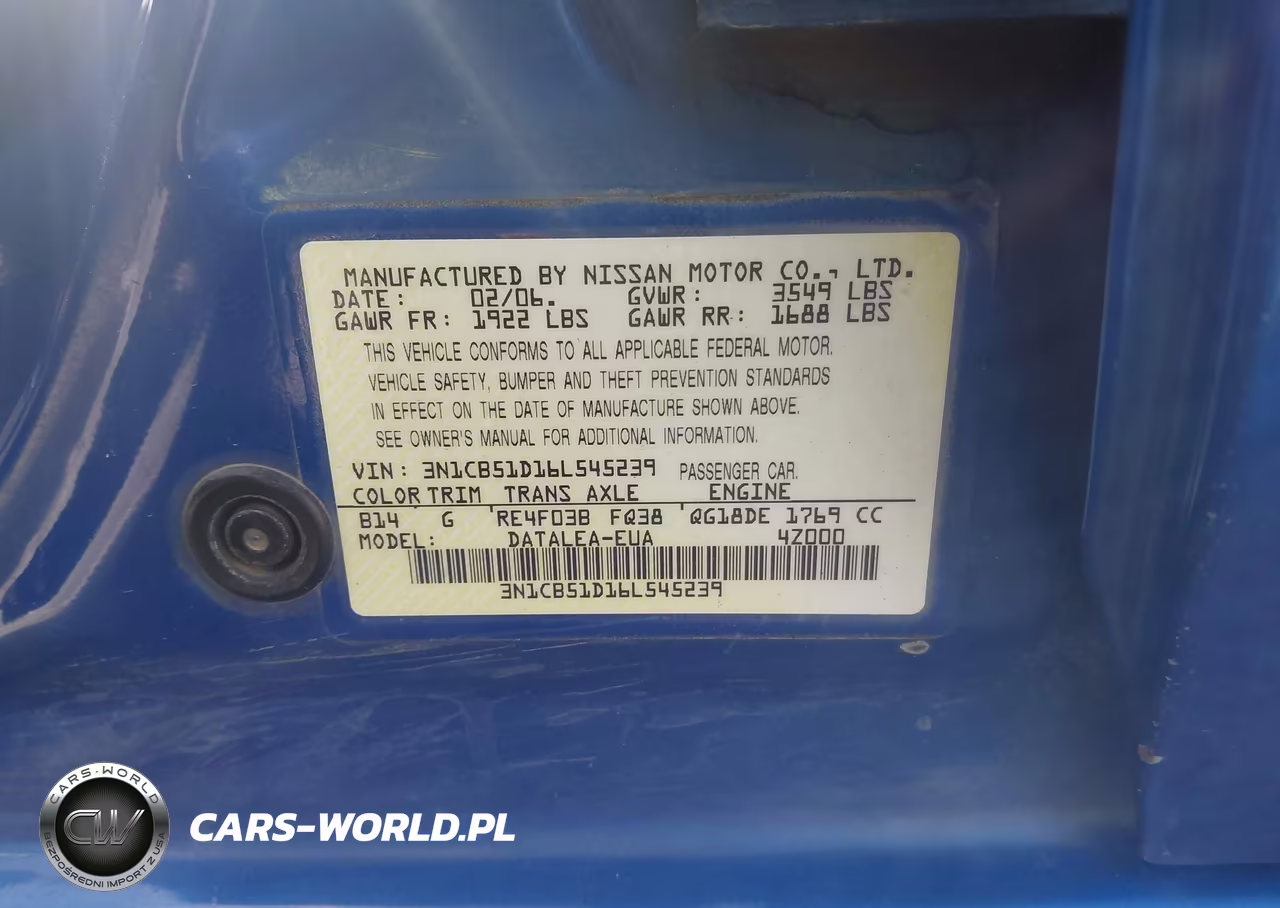 2006 Nissan Sentra 1.8S VIN:3N1CB51D16L545239 - 9