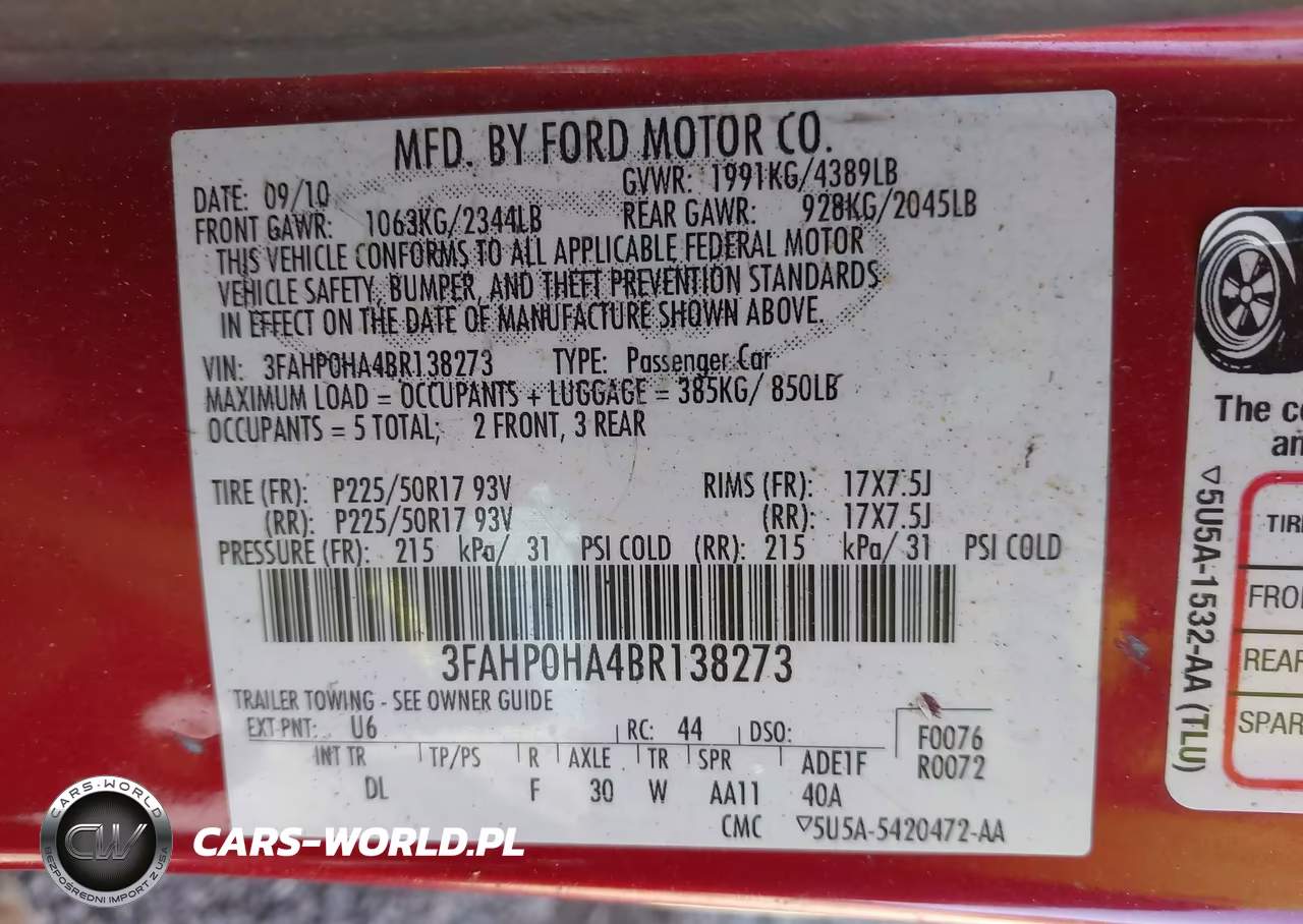 2011 Ford Fusion Se VIN:3FAHP0HA4BR138273 - 9