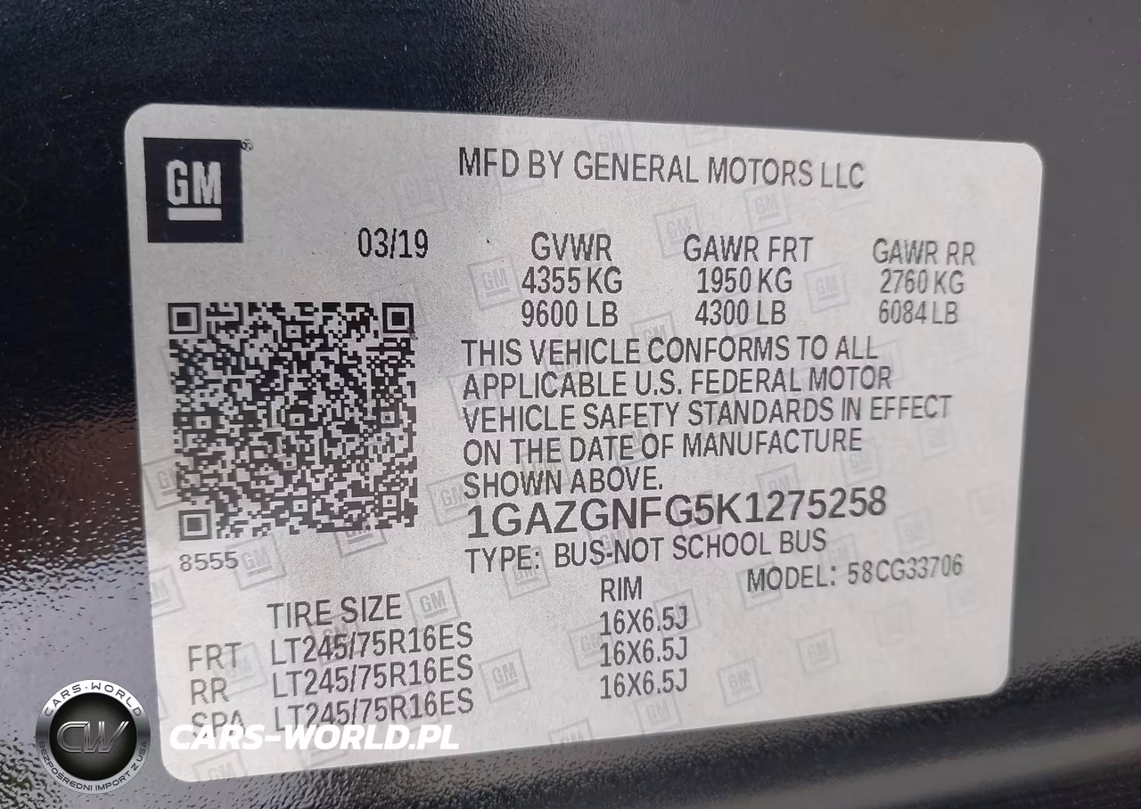 2019 Chevrolet Express 3500 Ls VIN:1GAZGNFG5K1275258 - 9