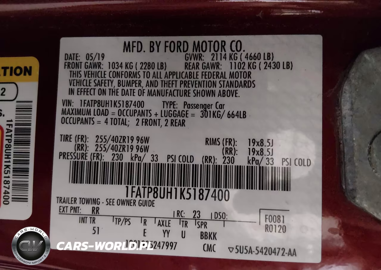 2019 Ford Mustang Ecoboost Premium VIN:1FATP8UH1K5187400 - 9