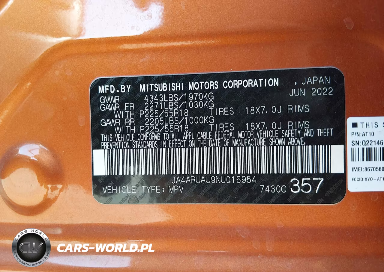 2022 Mitsubishi Outlander Sport 2.0 Es Awc VIN:JA4ARUAU9NU016954 - 9