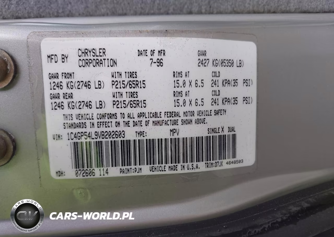 1997 Chrysler Town & Country Lx VIN:1C4GP54L9VB202603 - 9