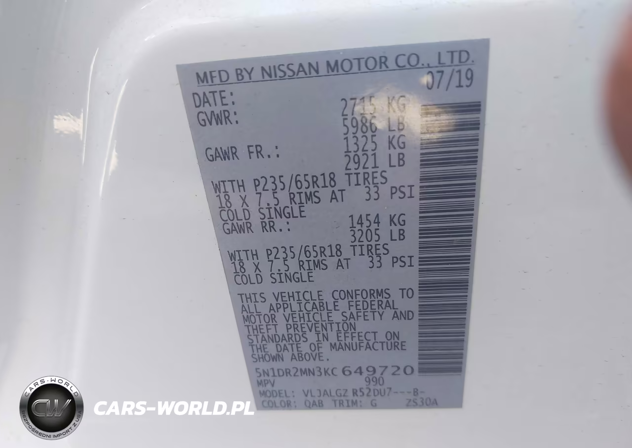 2019 Nissan Pathfinder Sl VIN:5N1DR2MN3KC649720 - 9